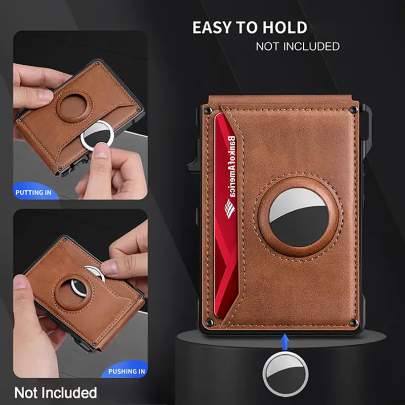 Men's Business Wallet Credit Card Holder Pop Up Smart Blocking Slim Leather