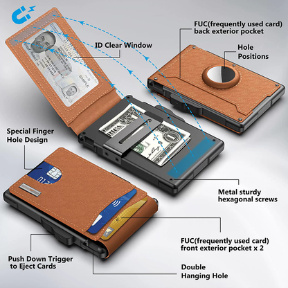 Men's Business Wallet Credit Card Holder Pop Up Smart Blocking Slim Leather