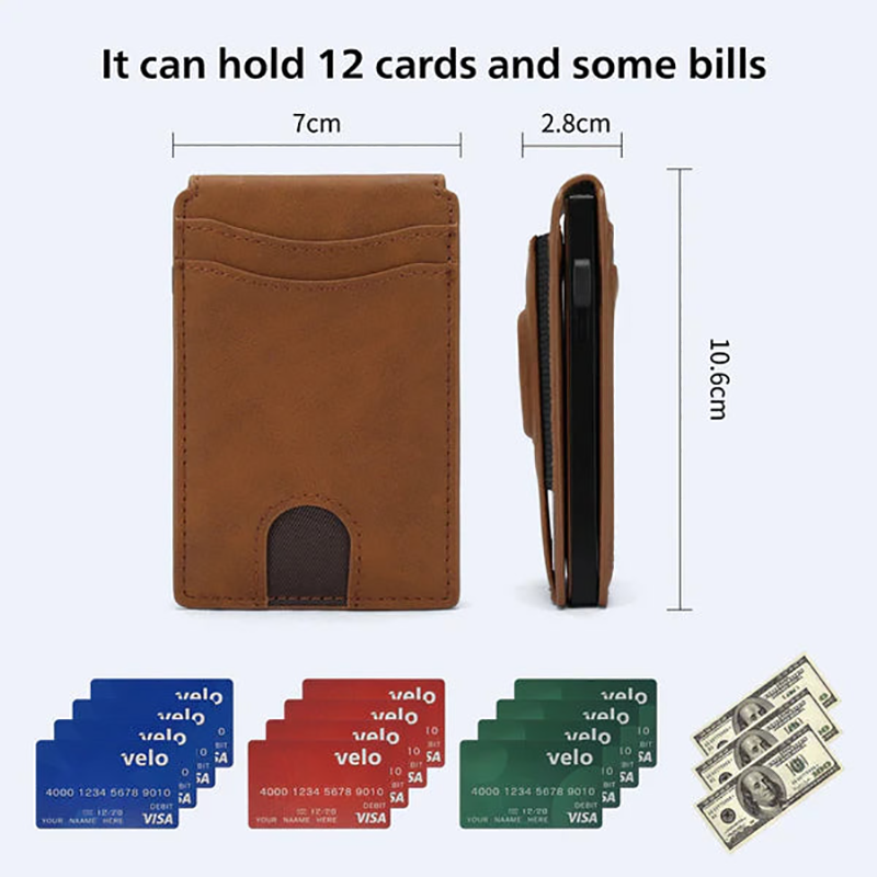Men's Business Wallet Credit Card Holder Pop Up Smart Blocking Slim Leather