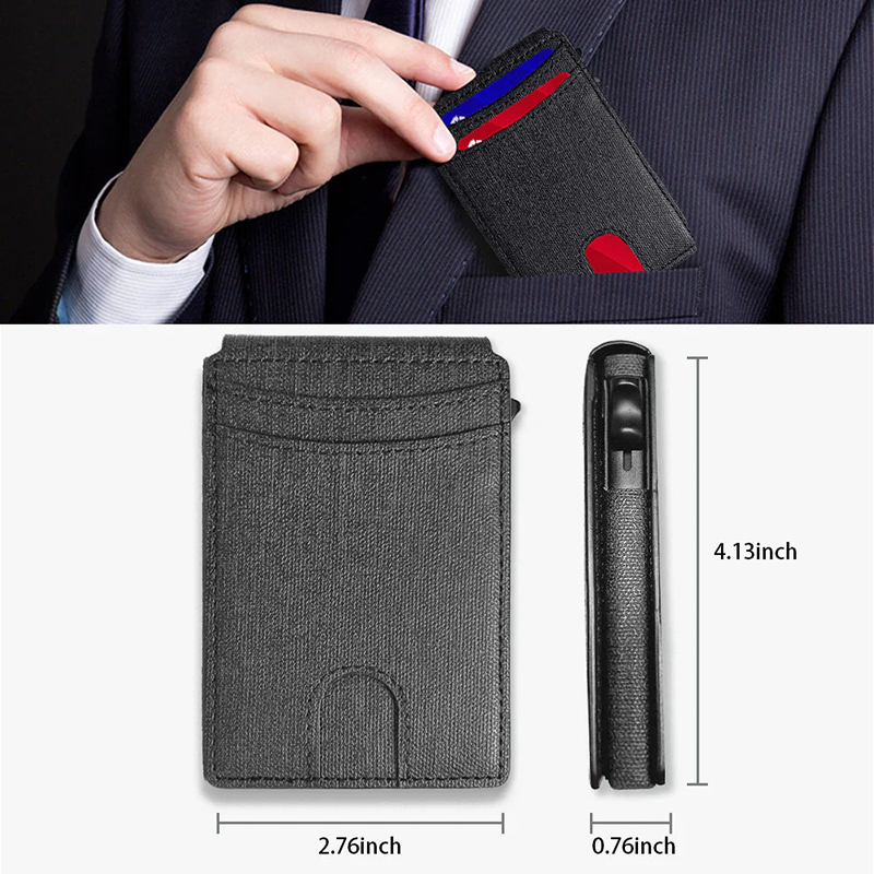 Men's Business Wallet Credit Card Holder Pop Up Smart Blocking Slim Leather