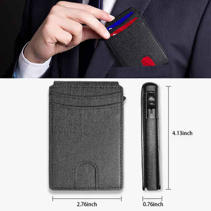 Men's Business Wallet Credit Card Holder Pop Up Smart Blocking Slim Leather